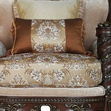37" Beige And Brown Fabric Floral Club Chair - Homeroots