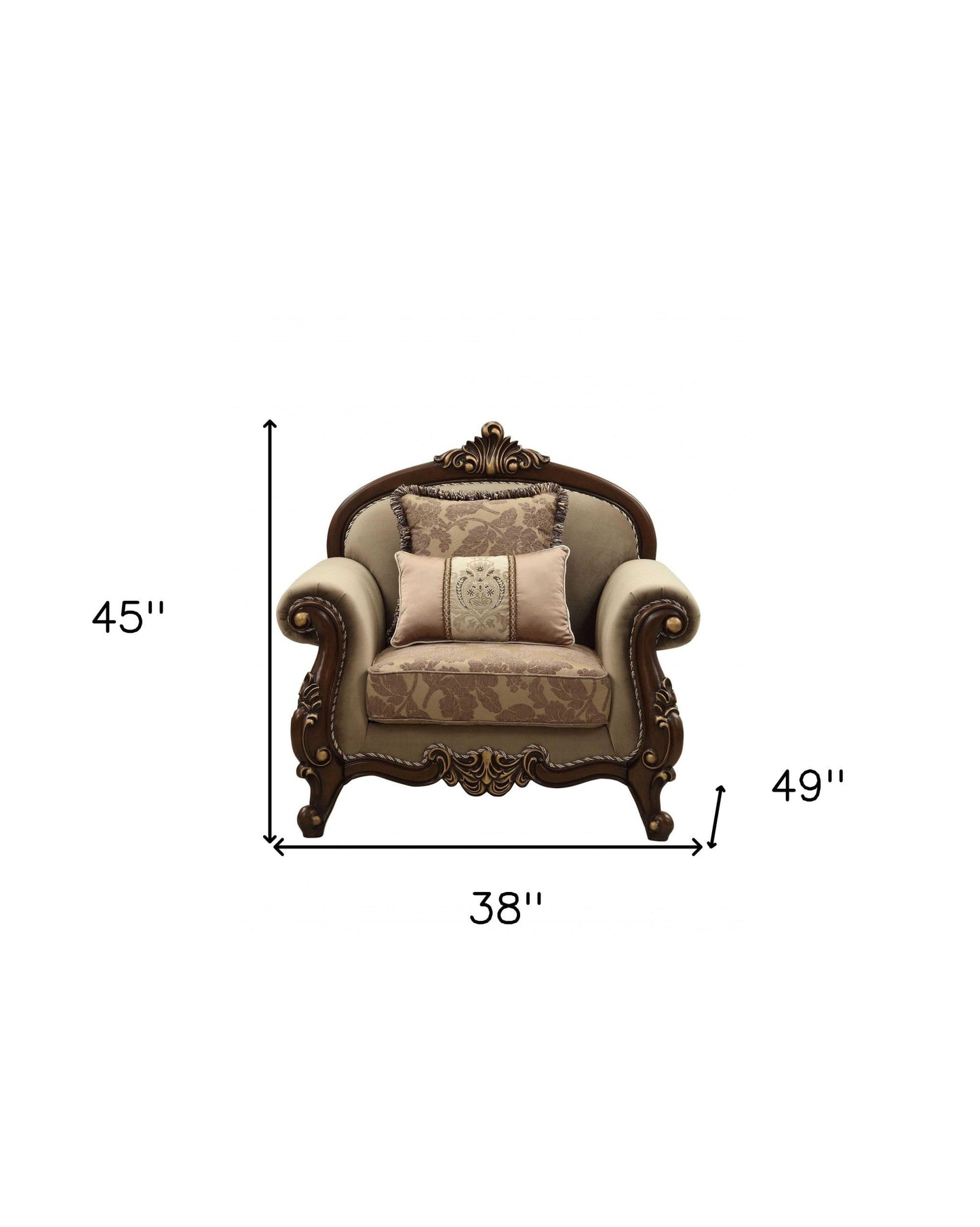 38" Beige And Brown Velvet Floral Arm Chair - Homeroots - Flyclothing LLC