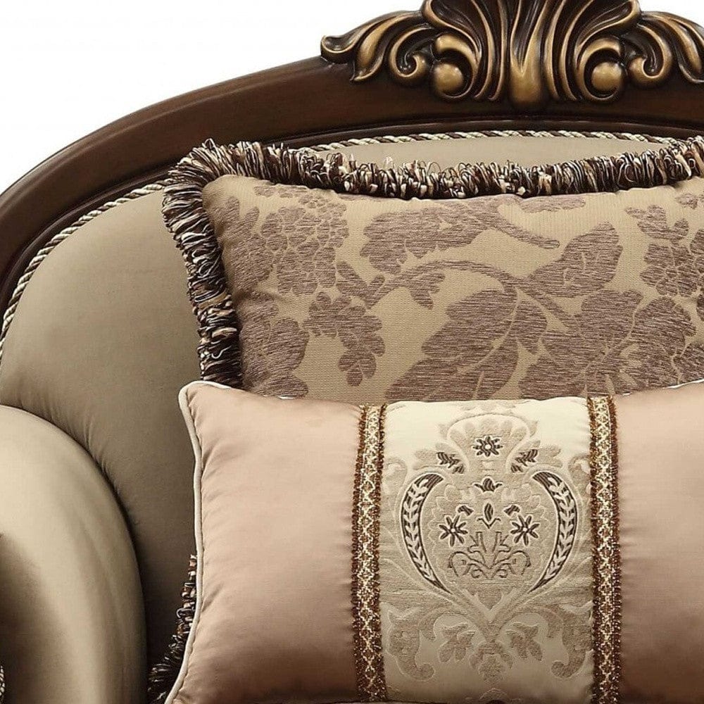 38" Beige And Brown Velvet Floral Arm Chair - Homeroots - Flyclothing LLC