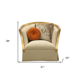 41" Tan and Gold Distressed Arm Chair and Toss Pillows - Homeroots - Flyclothing LLC