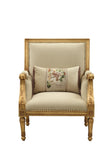 33" Beige And Gold Arm Chair And Toss Pillow - Homeroots