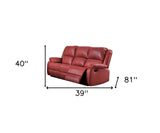81" Red Faux Leather Reclining Sofa With Black Legs - Homeroots