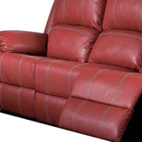 81" Red Faux Leather Reclining Sofa With Black Legs - Homeroots