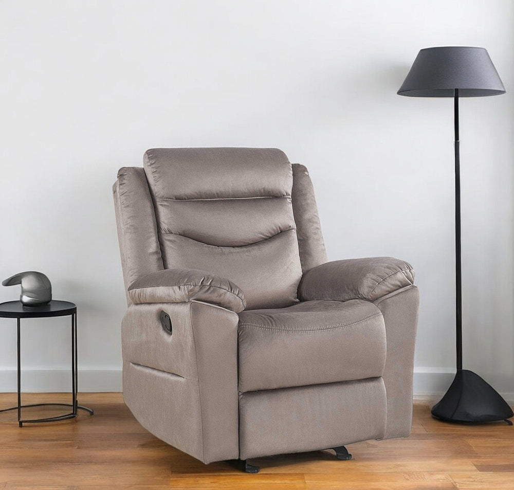 37" Brown Velvet Recliner - Homeroots - Flyclothing LLC