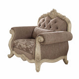 35" Gray And Pearl Fabric Damask Tufted Chesterfield Chair - Homeroots - Flyclothing LLC