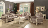 35" Gray And Pearl Fabric Damask Tufted Chesterfield Chair - Homeroots - Flyclothing LLC