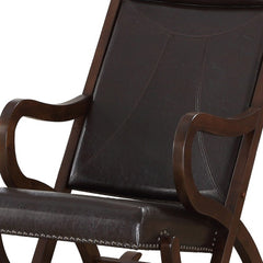 Espresso Brown Faux Leather With Walnut Finish Rocking Chair