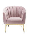 31" Pink And Copper Velvet Tufted Barrel Chair - Homeroots