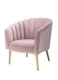 31" Pink And Copper Velvet Tufted Barrel Chair - Homeroots