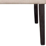 Set of Two Tufted Beige And Espresso Upholstered Linen Dining Side Chairs - Homeroots