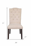 Set of Two Tufted Beige And Espresso Upholstered Linen Dining Side Chairs - Homeroots - Flyclothing LLC