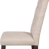 Set of Two Tufted Beige And Espresso Upholstered Linen Dining Side Chairs - Homeroots - Flyclothing LLC