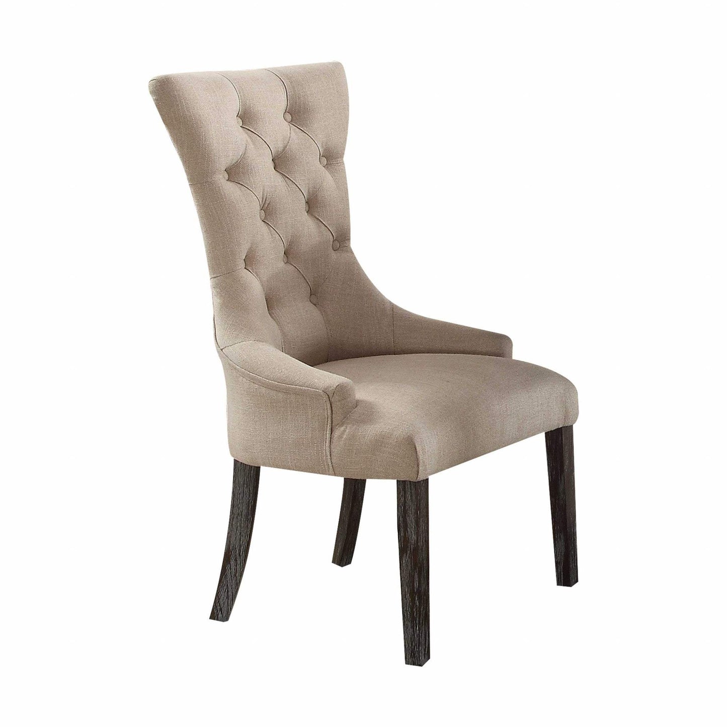 Set Of Two 28" Beige And Brown Linen Tufted Parsons Chair - Homeroots - Flyclothing LLC