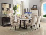 Set Of Two 28" Beige And Brown Linen Tufted Parsons Chair - Homeroots - Flyclothing LLC