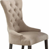Set Of Two 28" Beige And Brown Linen Tufted Parsons Chair - Homeroots - Flyclothing LLC