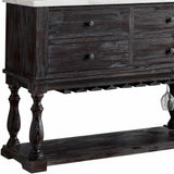 18" X 48" X 36" White Marble Weathered Espresso Wood Server - Homeroots - Flyclothing LLC
