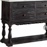 18" X 48" X 36" White Marble Weathered Espresso Wood Server - Homeroots