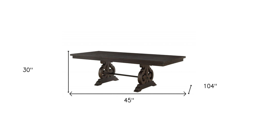 104" Brown Solid Wood Trestle Base Dining Table - Homeroots