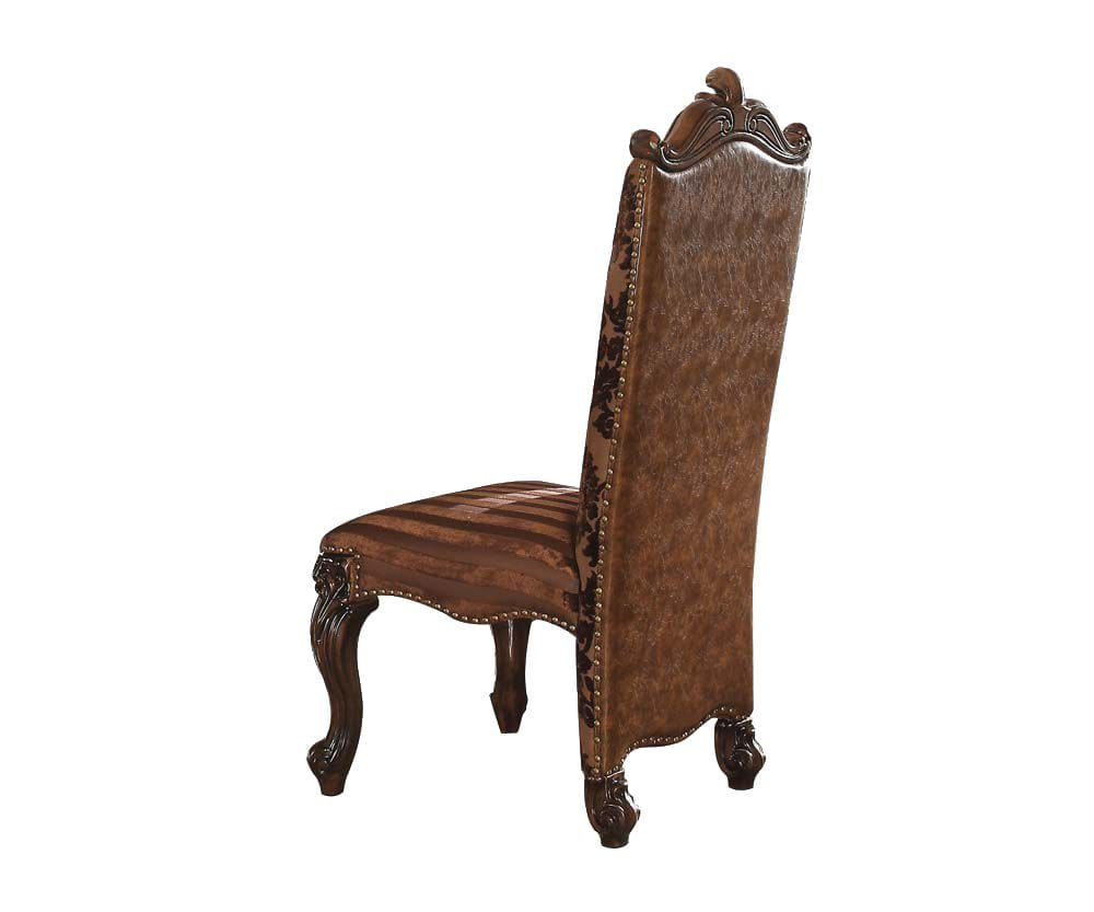 Set of Two Brown Upholstered Faux Leather Queen Anne Back Dining Side Chairs - Homeroots