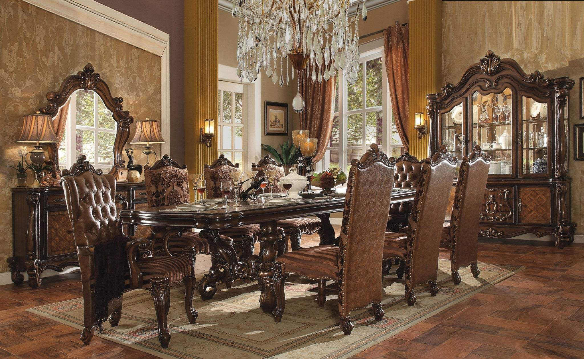 Set of Two Brown Upholstered Faux Leather Queen Anne Back Dining Side Chairs - Homeroots - Flyclothing LLC