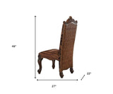 Set of Two Brown Upholstered Faux Leather Queen Anne Back Dining Side Chairs - Homeroots - Flyclothing LLC