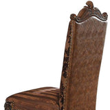 Set of Two Brown Upholstered Faux Leather Queen Anne Back Dining Side Chairs - Homeroots