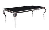 80" Black And White Glass And Stainless Steel Dining Table - Homeroots