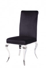 Set of Two Black And Silver Upholstered Fabric Dining Side Chairs - Homeroots - Flyclothing LLC