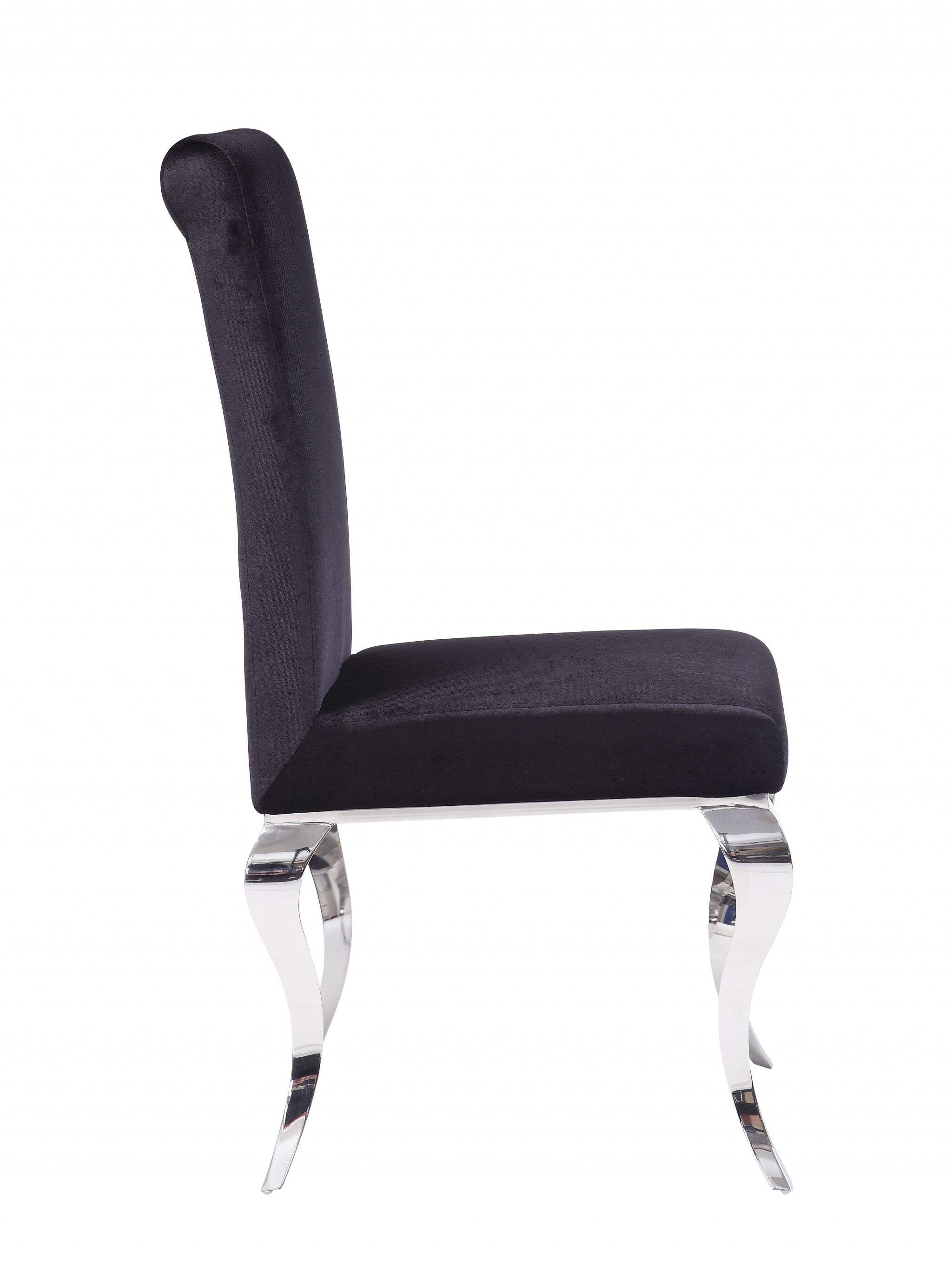 Set of Two Black And Silver Upholstered Fabric Dining Side Chairs - Homeroots - Flyclothing LLC