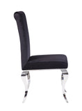 Set of Two Black And Silver Upholstered Fabric Dining Side Chairs - Homeroots