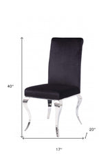 Set of Two Black And Silver Upholstered Fabric Dining Side Chairs - Homeroots - Flyclothing LLC