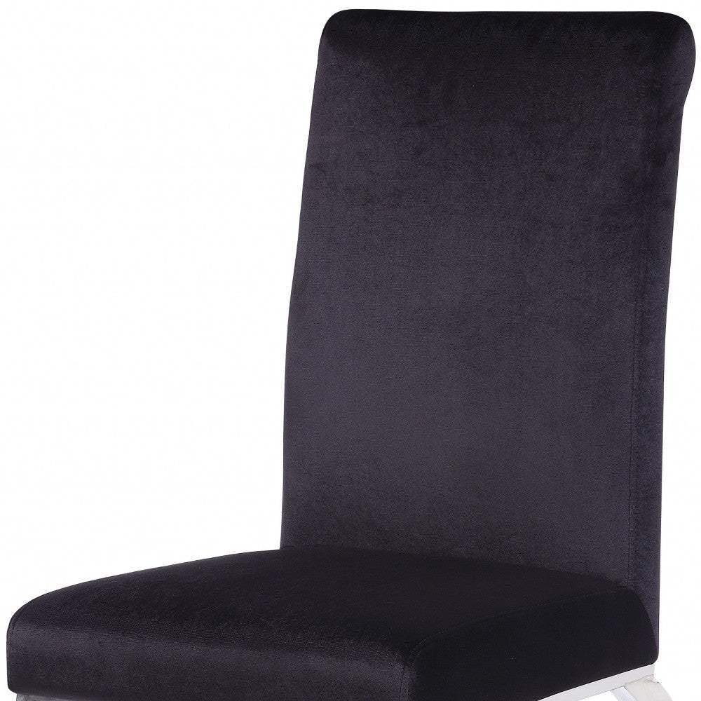 Set of Two Black And Silver Upholstered Fabric Dining Side Chairs - Homeroots - Flyclothing LLC