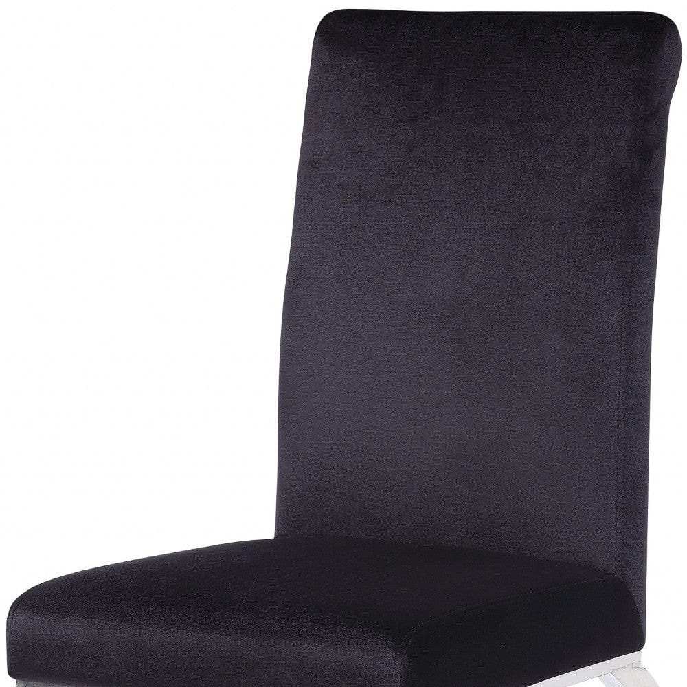 Set of Two Black And Silver Upholstered Fabric Dining Side Chairs - Homeroots - Flyclothing LLC