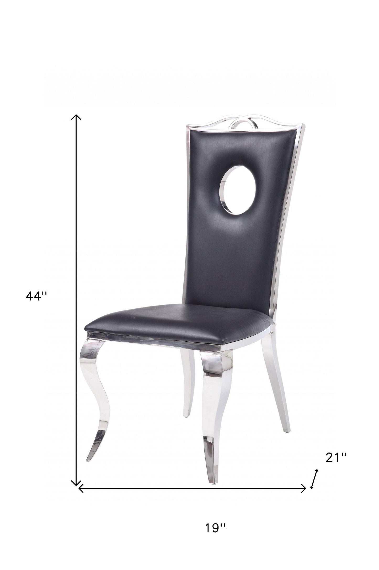 Set of Two Black And Silver Upholstered Faux Leather Dining Side Chairs - Homeroots - Flyclothing LLC