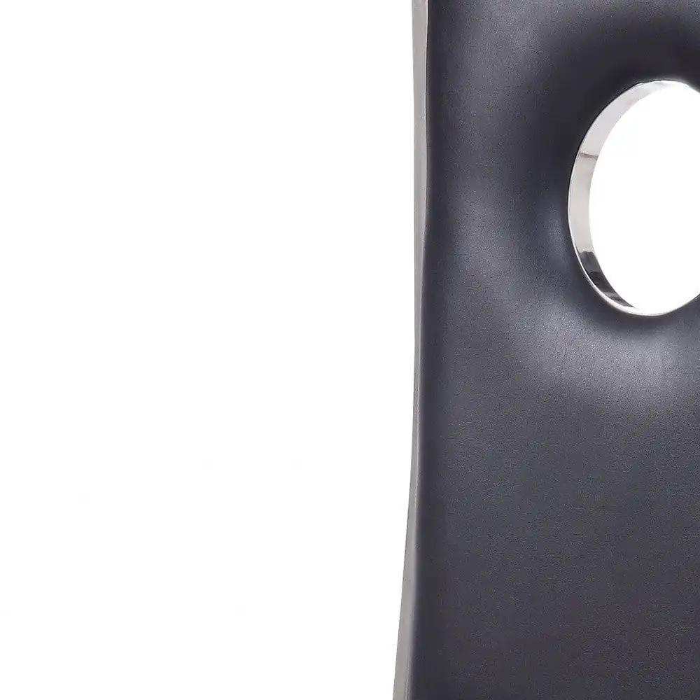 Set of Two Black And Silver Upholstered Faux Leather Dining Side Chairs - Homeroots - Flyclothing LLC