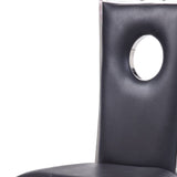 Set of Two Black And Silver Upholstered Faux Leather Dining Side Chairs - Homeroots