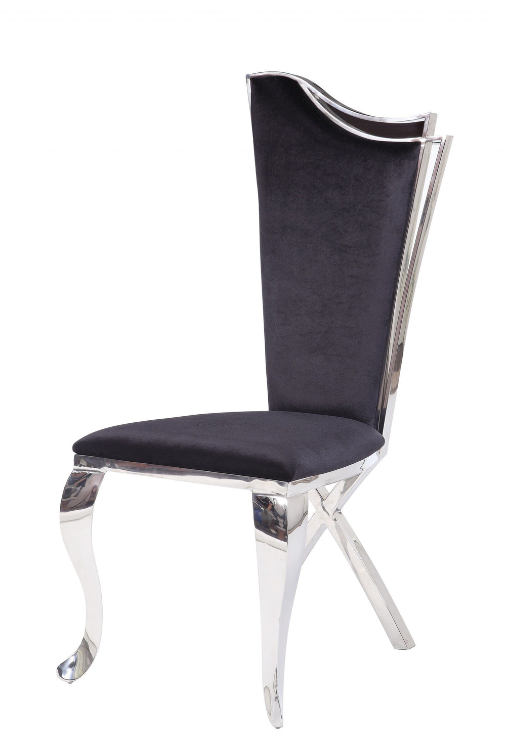 Set of Two Black And Silver Upholstered Fabric Dining Side Chairs - Homeroots