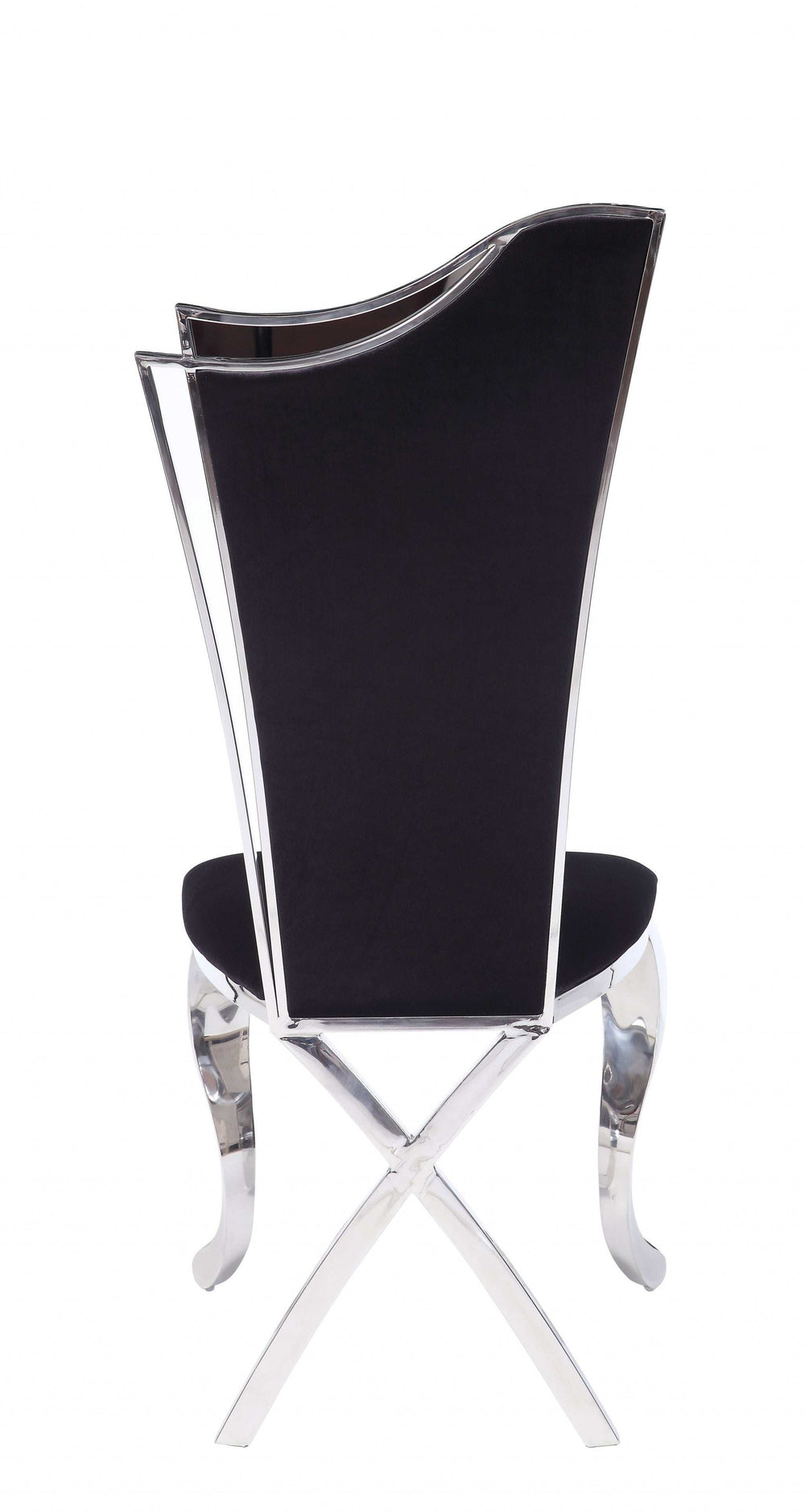 Set of Two Black And Silver Upholstered Fabric Dining Side Chairs - Homeroots - Flyclothing LLC