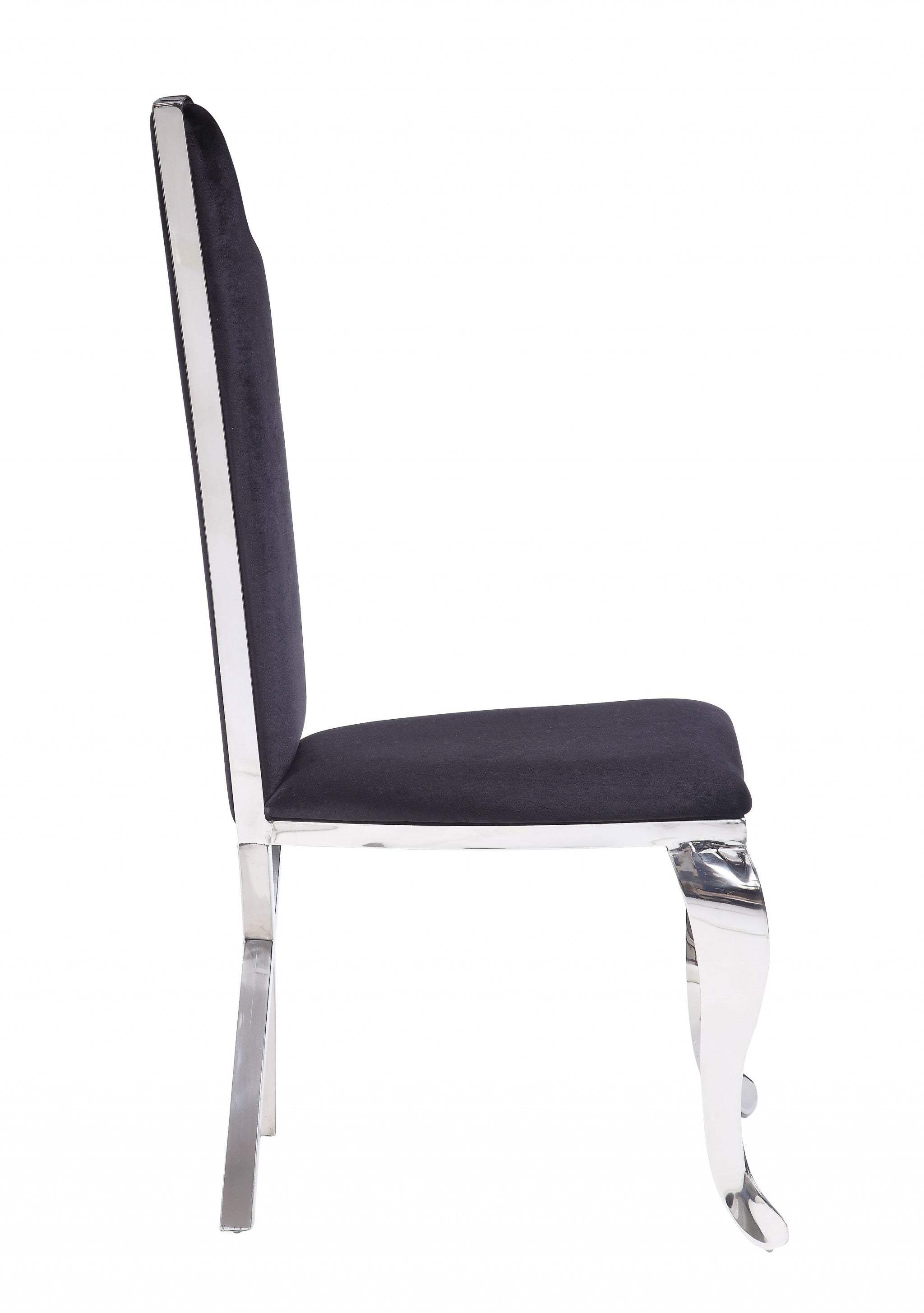 Set of Two Black And Silver Upholstered Fabric Dining Side Chairs - Homeroots - Flyclothing LLC