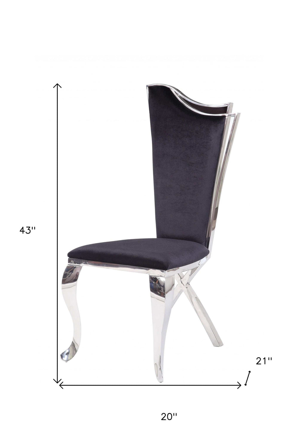 Set of Two Black And Silver Upholstered Fabric Dining Side Chairs - Homeroots - Flyclothing LLC