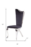 Set of Two Black And Silver Upholstered Fabric Dining Side Chairs - Homeroots - Flyclothing LLC