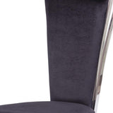 Set of Two Black And Silver Upholstered Fabric Dining Side Chairs - Homeroots - Flyclothing LLC