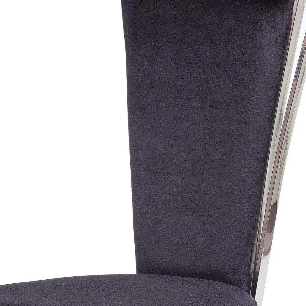 Set of Two Black And Silver Upholstered Fabric Dining Side Chairs - Homeroots - Flyclothing LLC