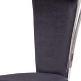 Set of Two Black And Silver Upholstered Fabric Dining Side Chairs - Homeroots