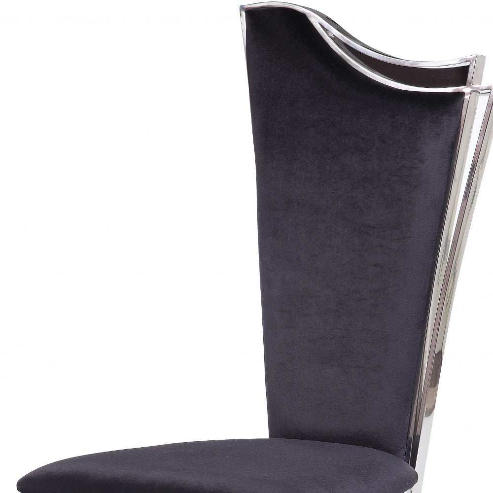 Set of Two Black And Silver Upholstered Fabric Dining Side Chairs - Homeroots - Flyclothing LLC