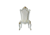 Set Of Two 27" Beige And White Faux Leather Damask Side Chair - Homeroots - Flyclothing LLC