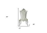 Set Of Two 27" Beige And White Faux Leather Damask Side Chair - Homeroots - Flyclothing LLC