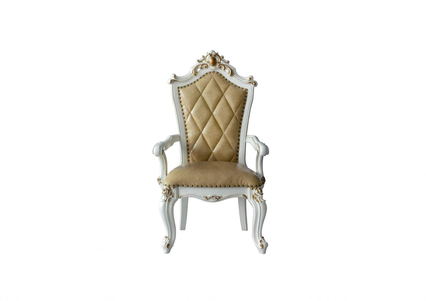 Set Of Two 27" Brown And White Faux Leather Tufted Side Chair - Homeroots - Flyclothing LLC