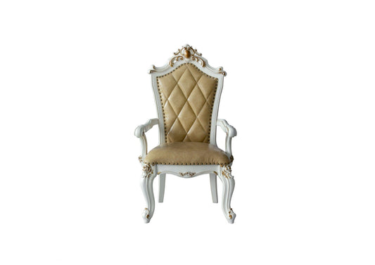Set Of Two 27" Brown And White Faux Leather Tufted Side Chair - Homeroots