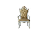Set Of Two 27" Brown And White Faux Leather Tufted Side Chair - Homeroots